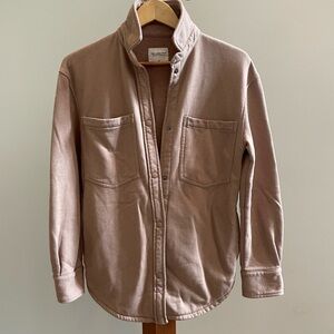 A&F Soft Collection Shacket Size XS Muted Pink 5 Snaps Front Inside Slit Pockets